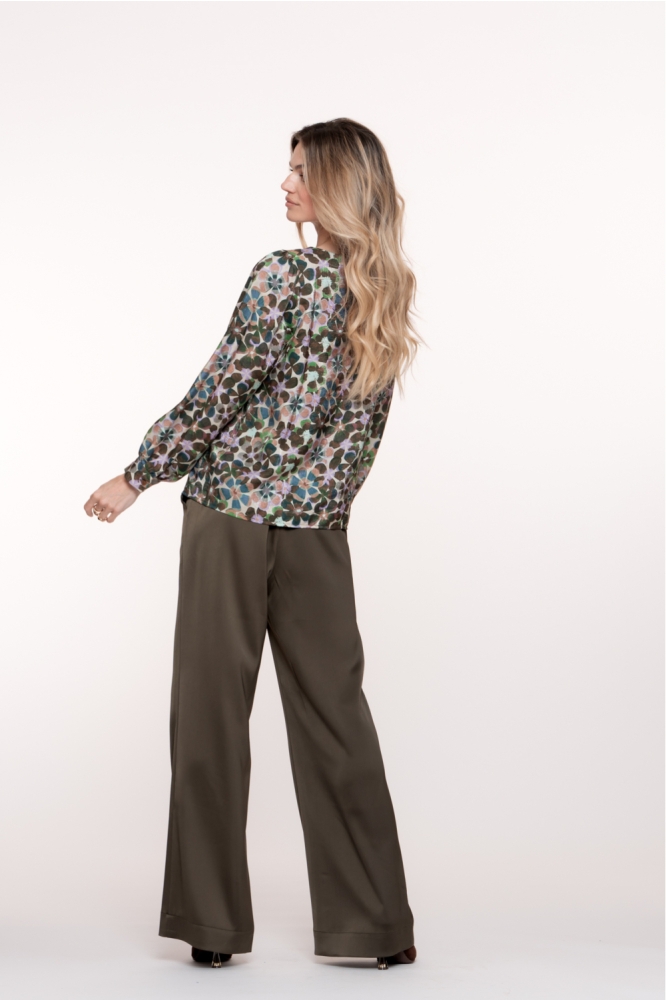 BROEK MET JACQUARD PRINT 51684 20 000530 GREEN/BLACK